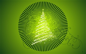 Рождественская елка, свет, креативный дизайн, зеленый фон HD обои