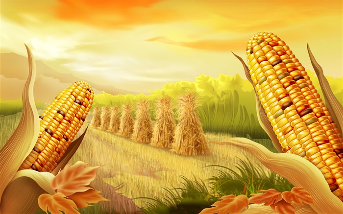 Кукурузные поля, росписи обои,s изображение