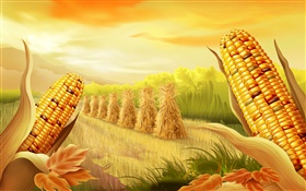 Кукурузные поля, росписи HD обои