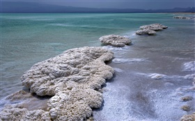 Мертвое море, закат, соль HD обои