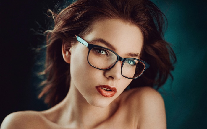 Девушка портрет, очки, макияж обои,s изображение