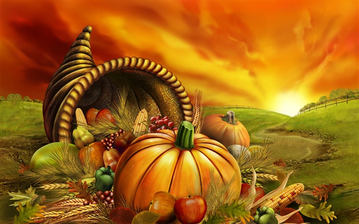 Тыква, кукуруза, виноград, яблоки, поля, благодарения обои,s изображение