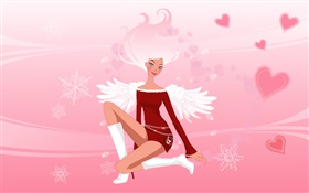 Векторная иллюстрация, мода девушка, крылья, ангел