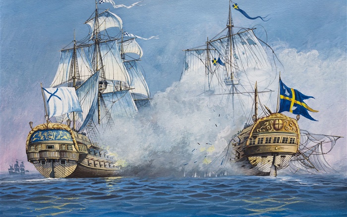 Художественная роспись, парусный спорт, судов, сражение, море обои,s изображение