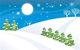 Рождество, векторные картинки, зима, снег, деревья HD обои
