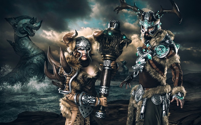 Guild Wars, викинги, женщины и мужчина обои,s изображение