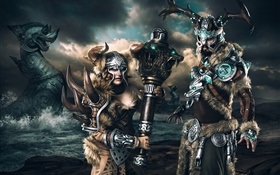 Guild Wars, викинги, женщины и мужчина HD обои
