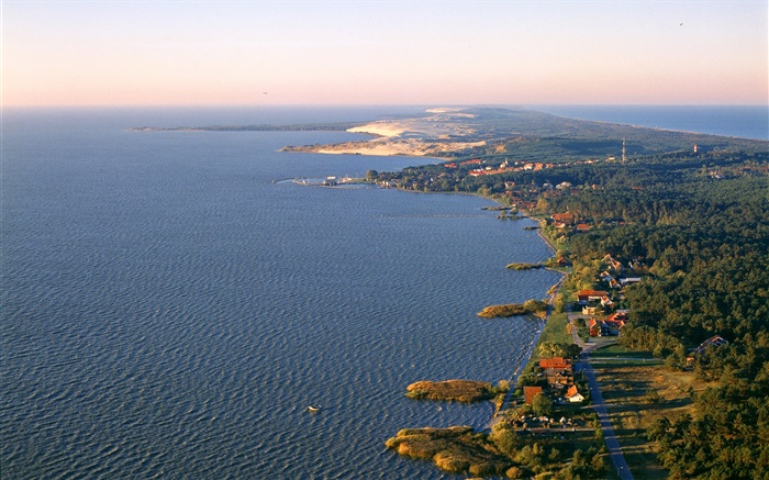 Литва, Нида, море, побережье, дом, дорога обои,s изображение