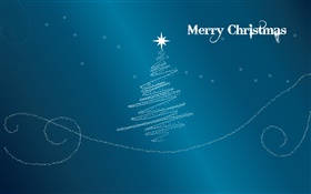 С Рождеством Христовым, креативный дизайн, дерево, звезда, синий фон HD обои