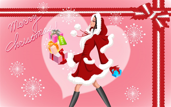 С Рождеством, векторная мода девушка, подарки обои,s изображение