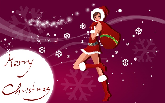С Рождеством, векторная девушка, подарки, снежинки обои,s изображение
