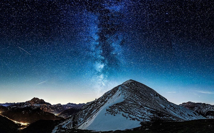 Горы, долины, звезды, ночь обои,s изображение