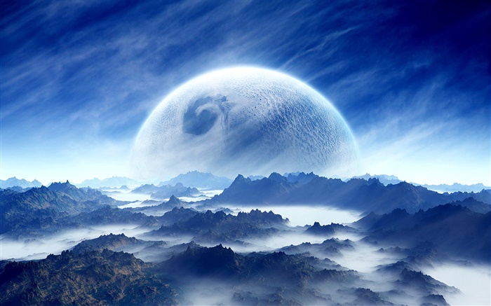 Planet, небо, горы, облака обои,s изображение