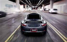 Porsche 911 Carrera S серый автомобиль, скорость, размытость