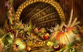 Благодарения тематические, овощи и фрукты