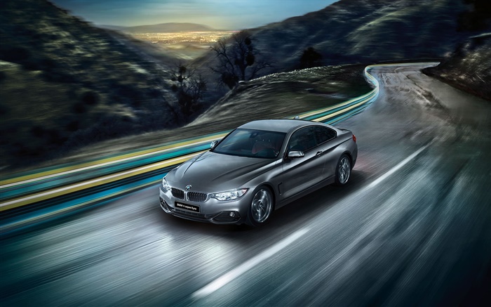 2015 BMW 4 F32 автомобиль скорость, дорога, фонари обои,s изображение