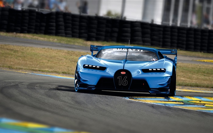 2015 синий суперкар вид спереди Bugatti видения Gran Turismo обои,s изображение