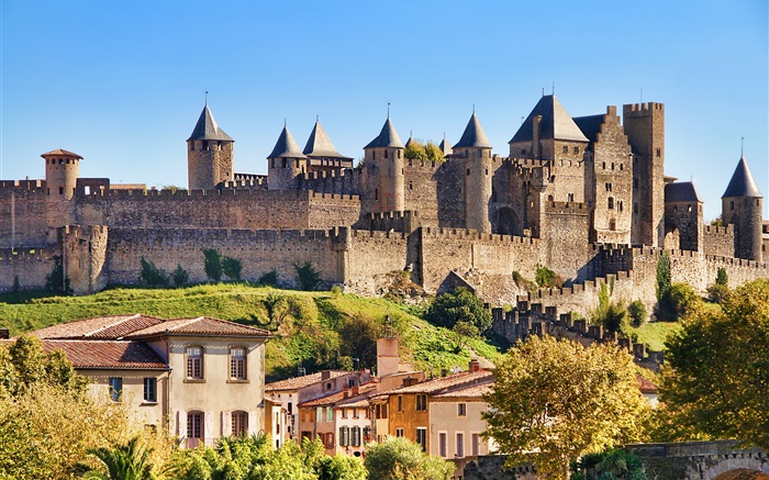 Замок Каркассон, Франция, город, дома обои,s изображение