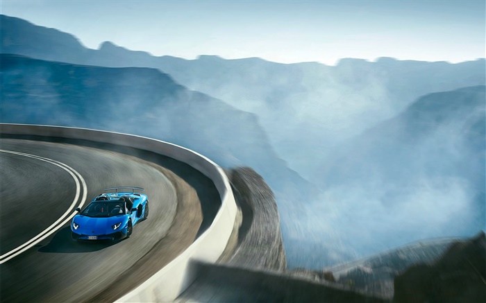 Lamborghini Aventador LP750-4 синий суперкар, высокая скорость обои,s изображение