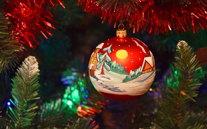 Веселый Рождество, Новый год, украшения, роспись мяч обои,s изображение