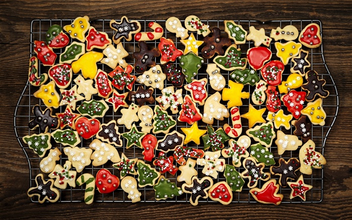 Новый год, Рождество, С Рождеством красочные печенье обои,s изображение