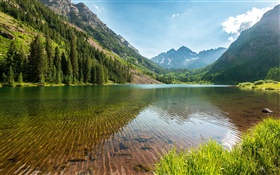 США, штат Колорадо, природа, пейзаж, горы, лес, озеро, деревья HD обои