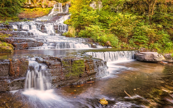 Водопады, скалы, деревья, осень обои,s изображение
