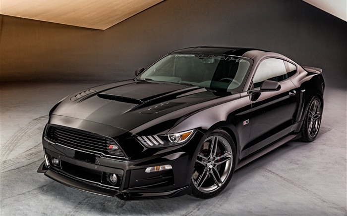 2015 черный автомобиль вид спереди Ford Mustang обои,s изображение