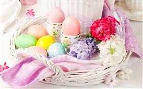 Пасхальные яйца, цветы, весна, украшение HD обои