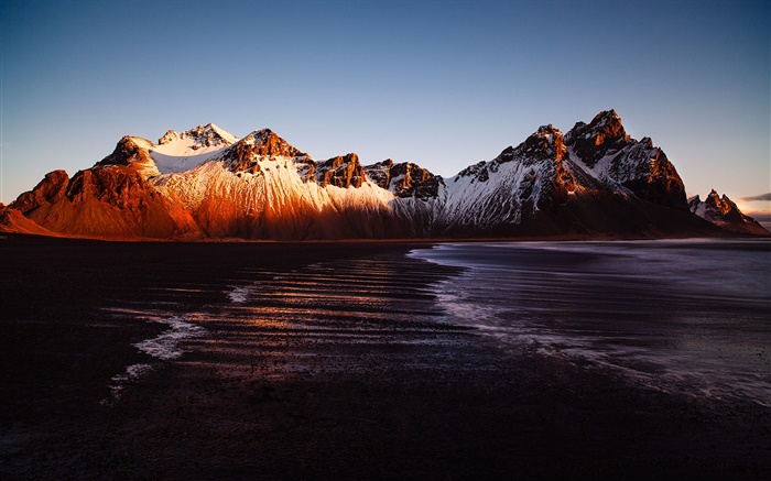 Исландия, Стокснес, горы, море, закат обои,s изображение