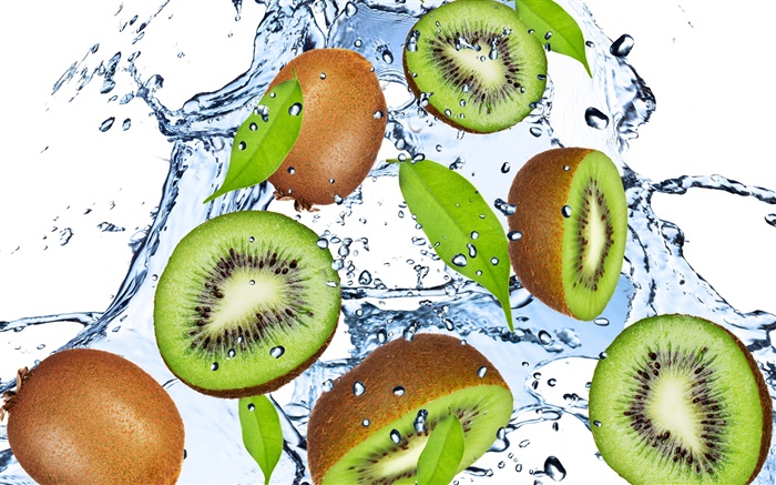 Киви, фрукты, капли воды обои,s изображение