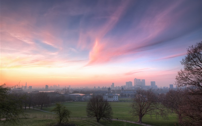 Лондон, Англия, Гринвич парк, дома, рассвет обои,s изображение
