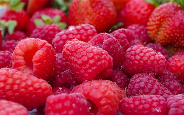 Многие красные малина, фрукты макро обои,s изображение