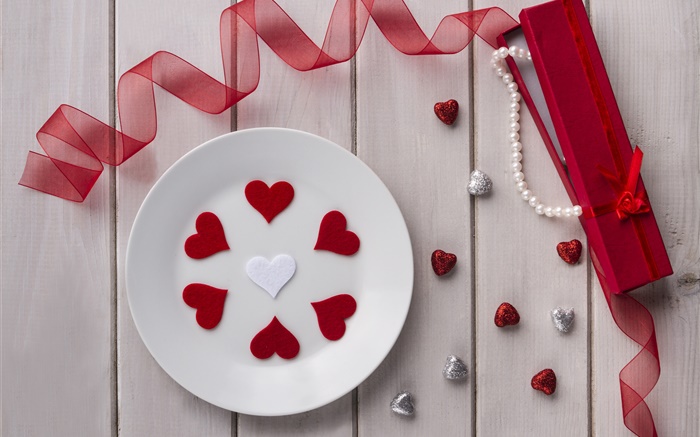 День святого Валентина, любовь сердца, ленты, ювелирные изделия, подарок обои,s изображение