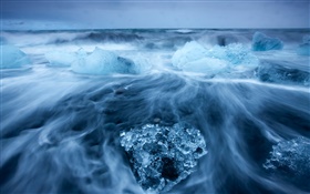 Арктика, голубой лед, океан HD обои