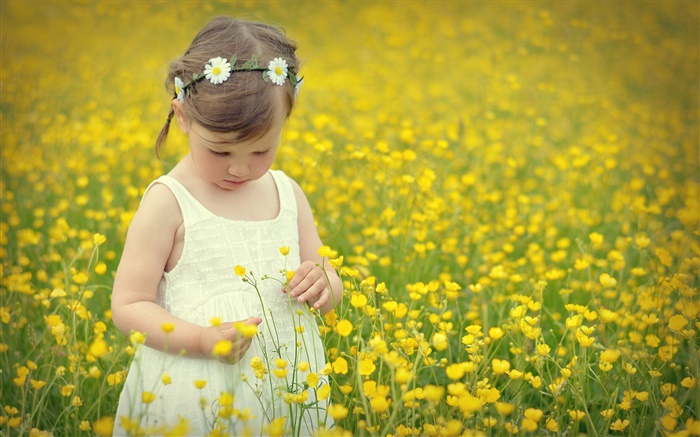 Симпатичные девушки ребенок, рапсовое поле цветок обои,s изображение