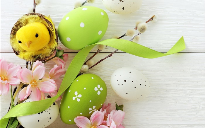 Пасха, праздник украшения, яйца, ивовые веточки, цветы, весна обои,s изображение