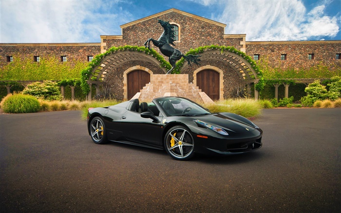Ferrari черный суперкар, дом обои,s изображение