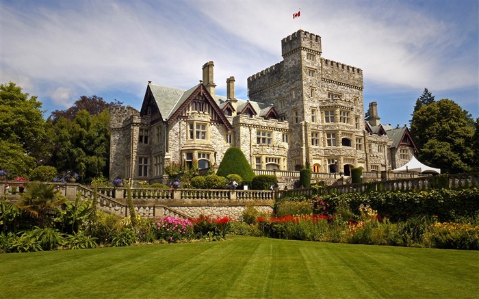 Хэтли замок, Канада, дом, парк, цветы, газон обои,s изображение