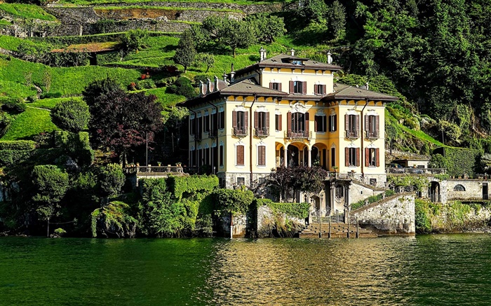 Италия, Комо озеро, дом, вилла, на склоне холма обои,s изображение