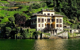 Италия, Комо озеро, дом, вилла, на склоне холма HD обои