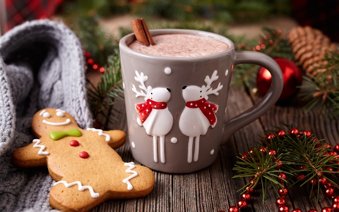 С Рождеством Христовым, украшения, печенье, чашка, кофе обои,s изображение