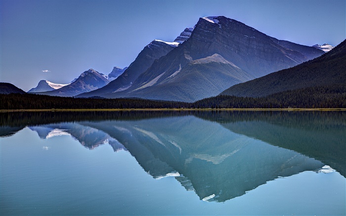 Горы, озеро, лес, вода отражение, небо обои,s изображение