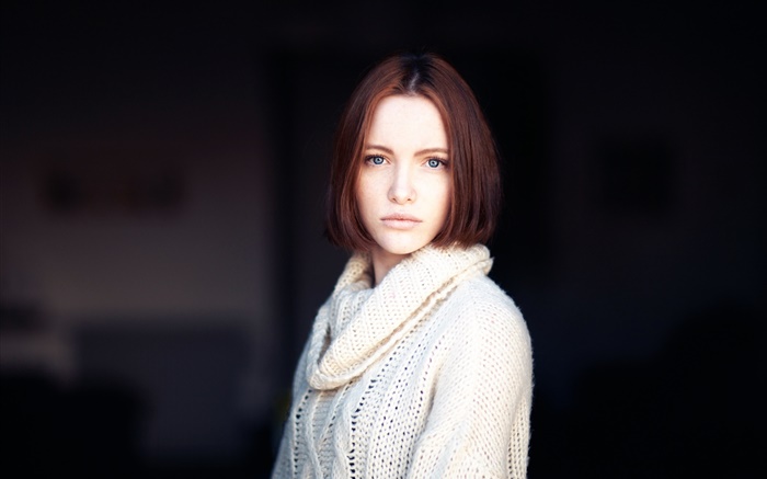 Портрет, короткие волосы, голубые глаза девушки обои,s изображение