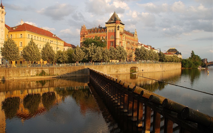 Прага, Чешская Республика, дворец, река, дом обои,s изображение