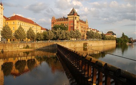 Прага, Чешская Республика, дворец, река, дом HD обои