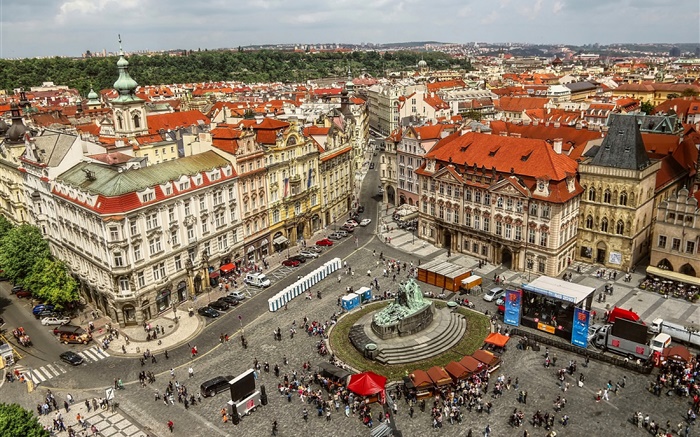 Прага, Староместская площадь, город, дома, улицы, люди обои,s изображение