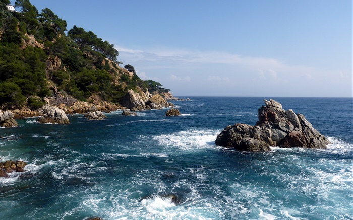 Испания, море, побережье, скалы, природа пейзаж обои,s изображение