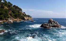 Испания, море, побережье, скалы, природа пейзаж HD обои