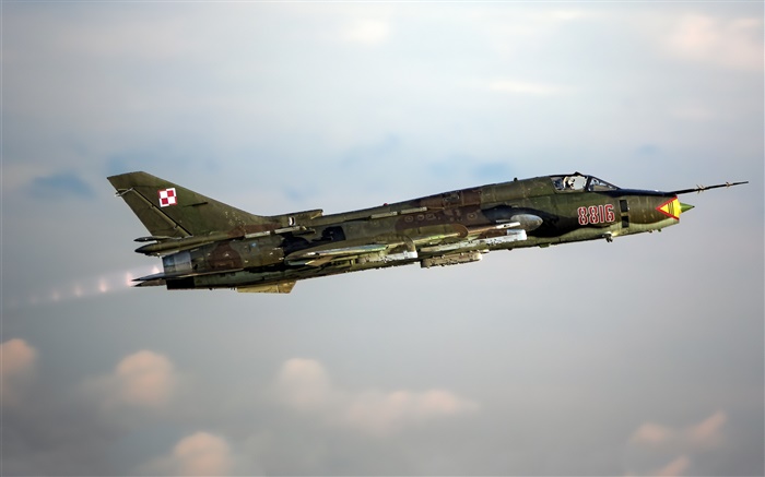 Су-22 истребитель, бомбардировщик, летит в небе обои,s изображение